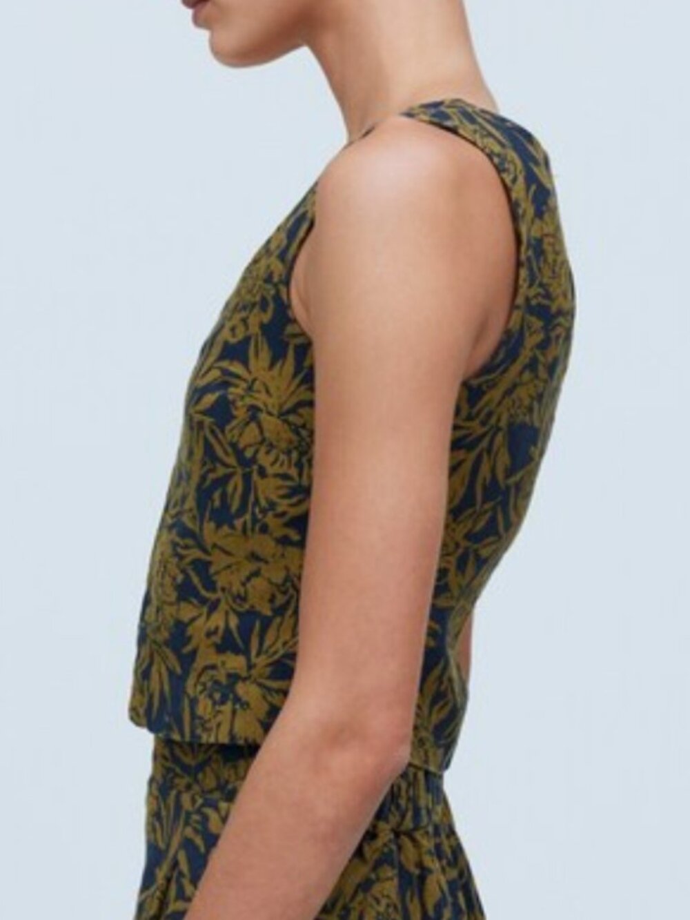 Madewell Scoopneck Crop Tank 100% Linen Size 4 Floral Print NWT - Picture 2 of 13